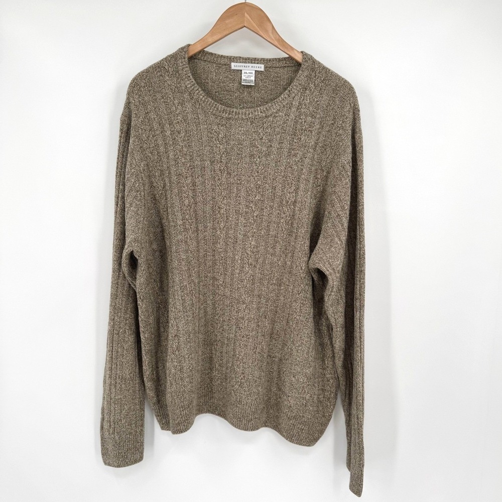 Geoffrey Beene Tan‎ Lightweight Long Sleeve Cable Knit Sweater Men's XXL